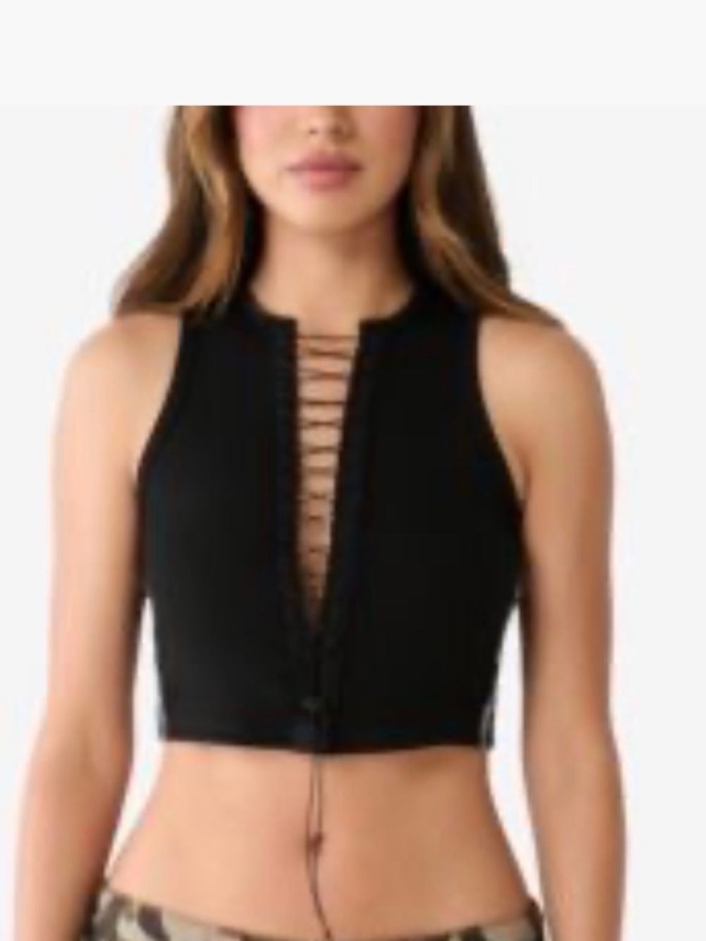 Branded lace up tank